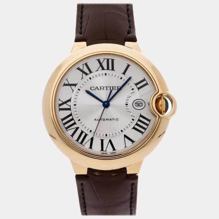 Cartier Silver 18k Yellow Gold Ballon Bleu W6900551 Automatic Men's ...