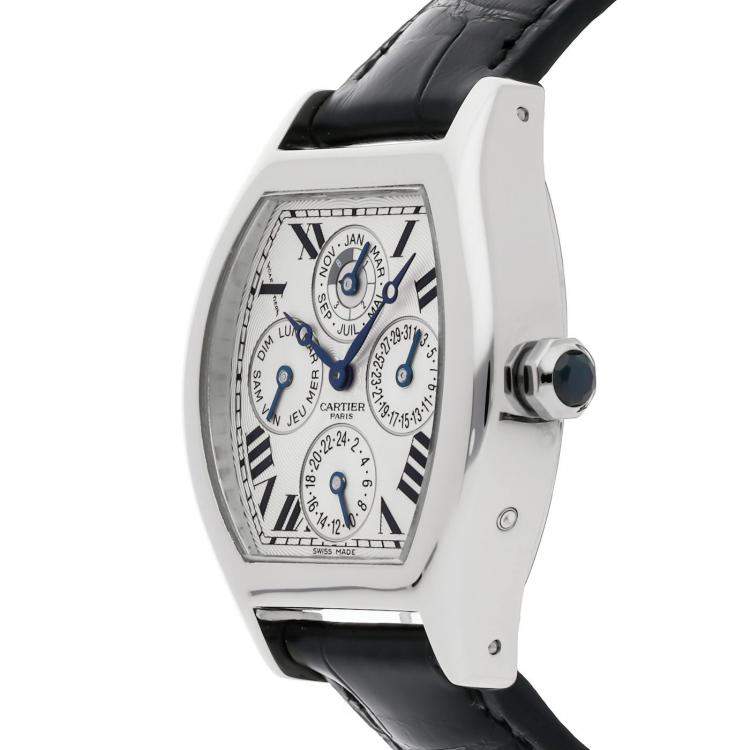 Pre Owned Cartier Tortue W1540551 Automatic Silver Platinum Men’s Wristwatch 34mm