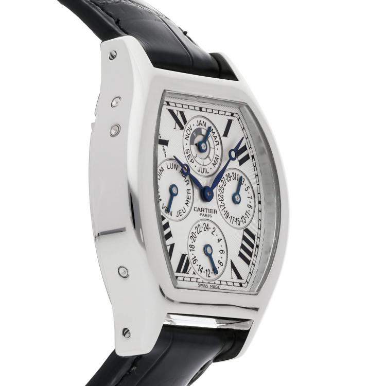 Pre Owned Cartier Tortue W1540551 Automatic Silver Platinum Men’s Wristwatch 34mm