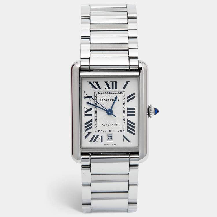Pre Owned Cartier Silver Stainless Steel Tank Must WSTA0053 Men's Wristwatch 31 mm