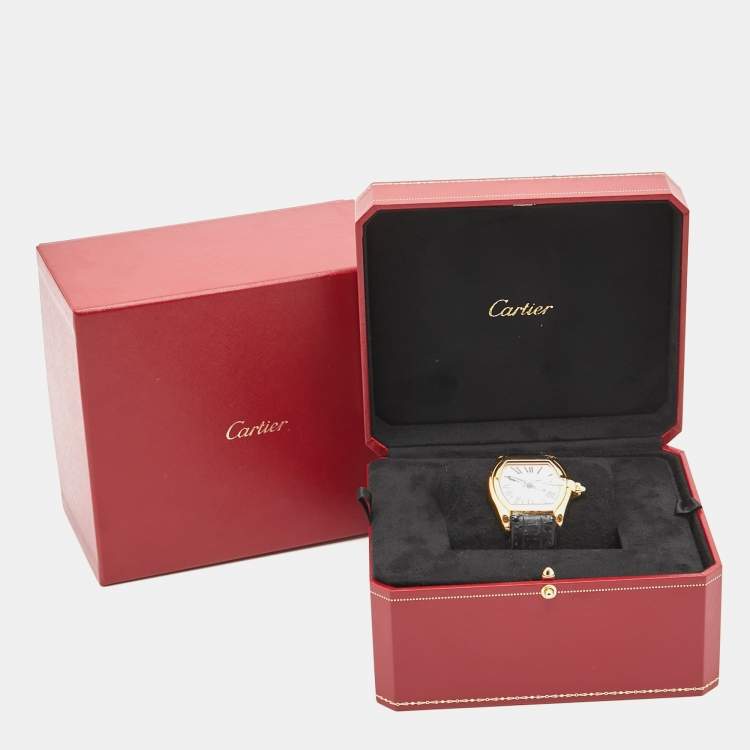 Pre Owned Cartier White Yellow Gold Roadster Automatic Men's Wristwatch