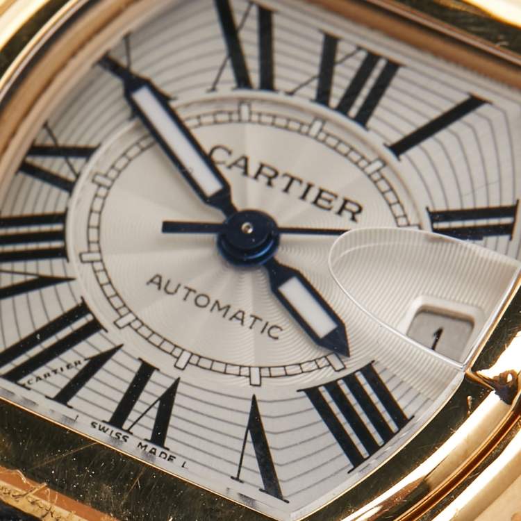 Pre Owned Cartier White Yellow Gold Roadster Automatic Men's Wristwatch