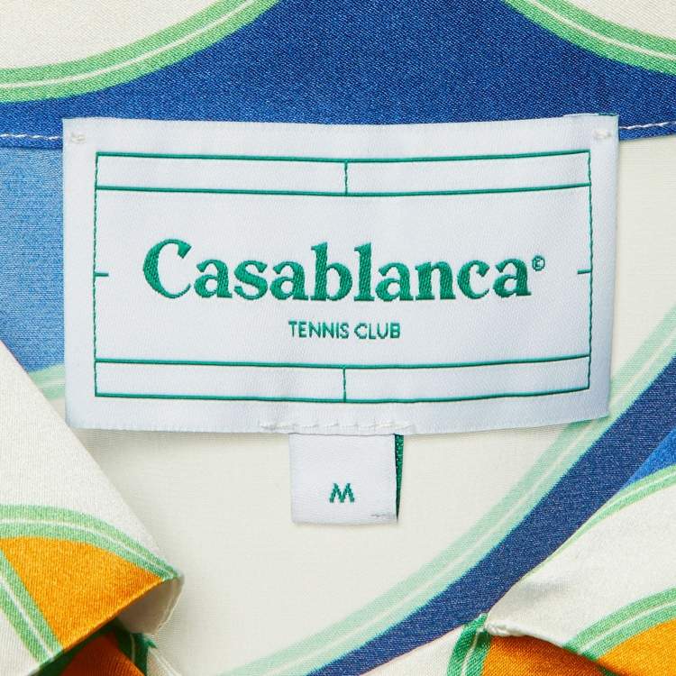 Pre Owned Casablanca Tennis Club Multicolor Printed Cuban Collar Short Sleeve Shirt M