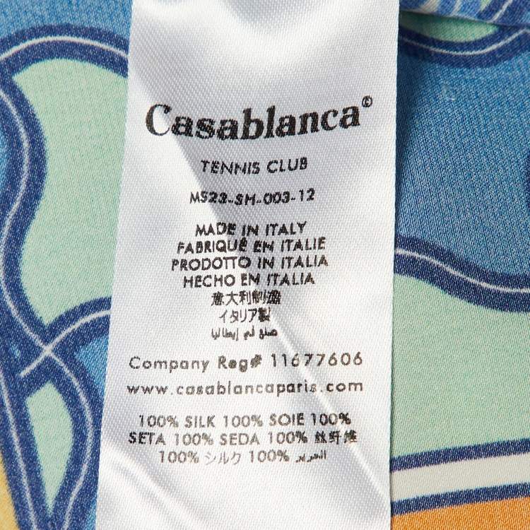 Pre Owned Casablanca Tennis Club Multicolor Printed Cuban Collar Short Sleeve Shirt M