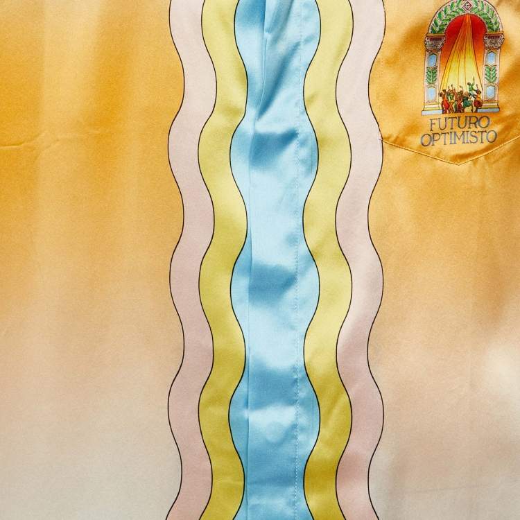 Pre Owned Casablanca Tennis Club Multicolor Printed Silk La Danse Shirt M