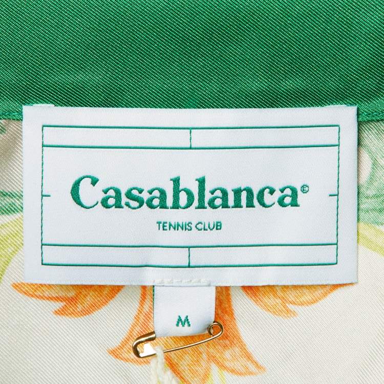 Pre Owned قميص كازابلانكا حرير مطبوع نادي التنس ليرش فلوري مقاس متوسط (ميديم)