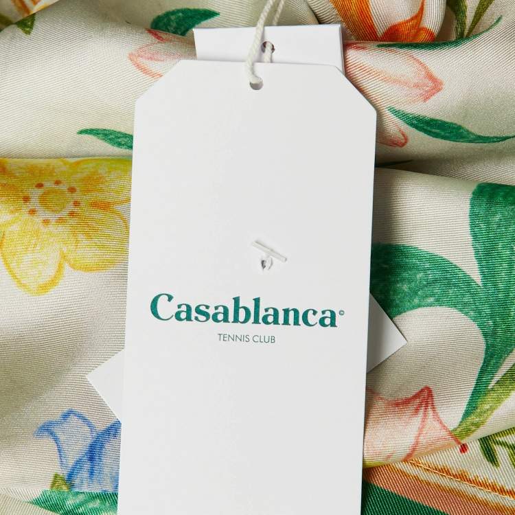 Pre Owned قميص كازابلانكا حرير مطبوع نادي التنس ليرش فلوري مقاس متوسط (ميديم)