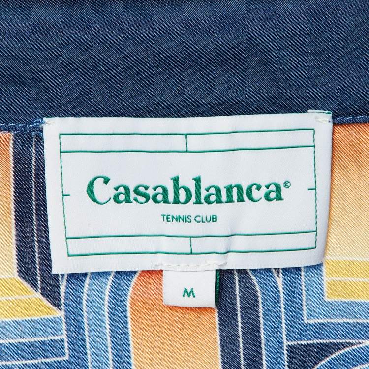 Pre Owned Casablanca Blue Printed Silk L'Arche De Nuit Short Sleeve Shirt M