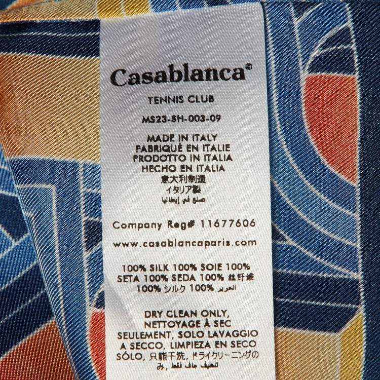 Pre Owned Casablanca Blue Printed Silk L'Arche De Nuit Short Sleeve Shirt M