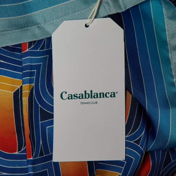Pre Owned Casablanca Blue Printed Silk L'Arche De Nuit Short Sleeve Shirt M