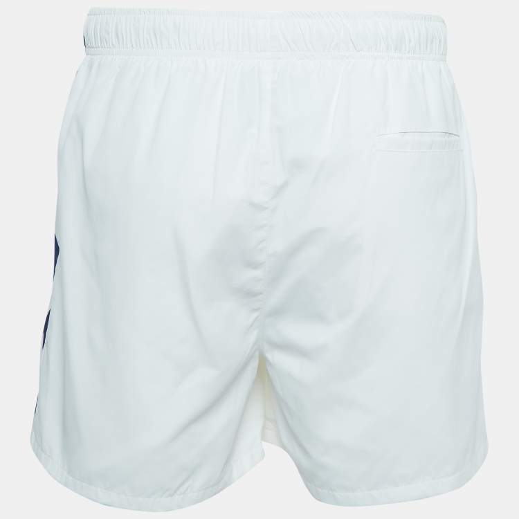 Pre Owned Casablanca White Printed Synthetic Track Shorts L