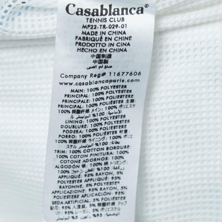Pre Owned Casablanca White Printed Synthetic Track Shorts L