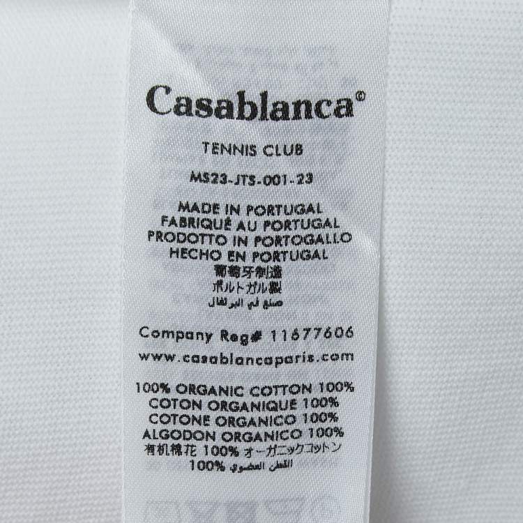 Pre Owned Casablanca White Floral Logo Print Cotton T-Shirt L