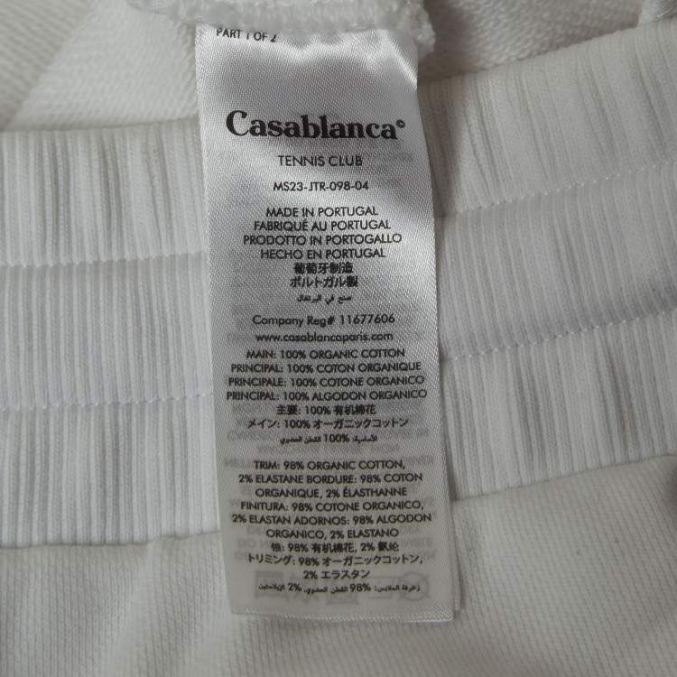 Pre Owned Casablanca White 3D Logo Print Cotton Drawstring Sweatshorts L