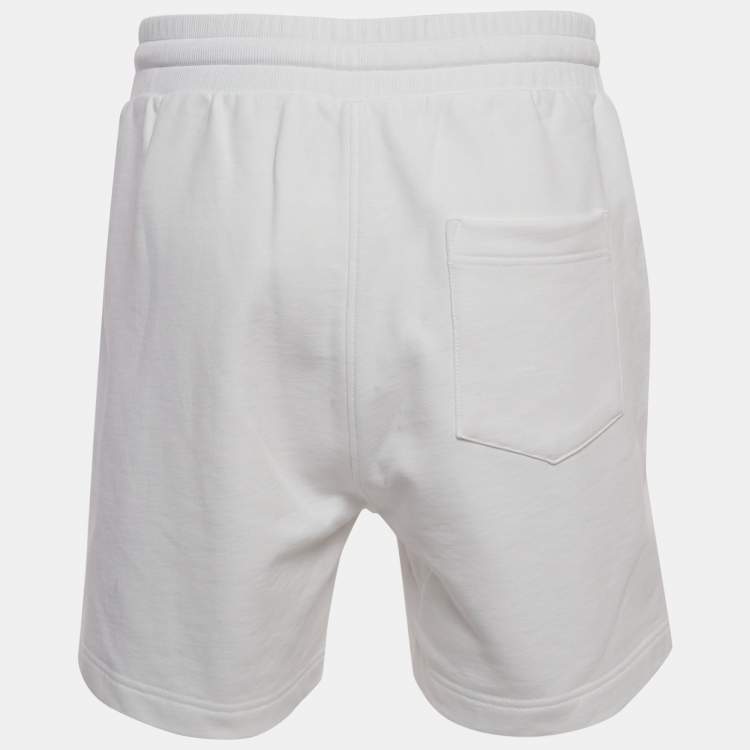Pre Owned Casablanca White 3D Logo Print Cotton Drawstring Sweatshorts L