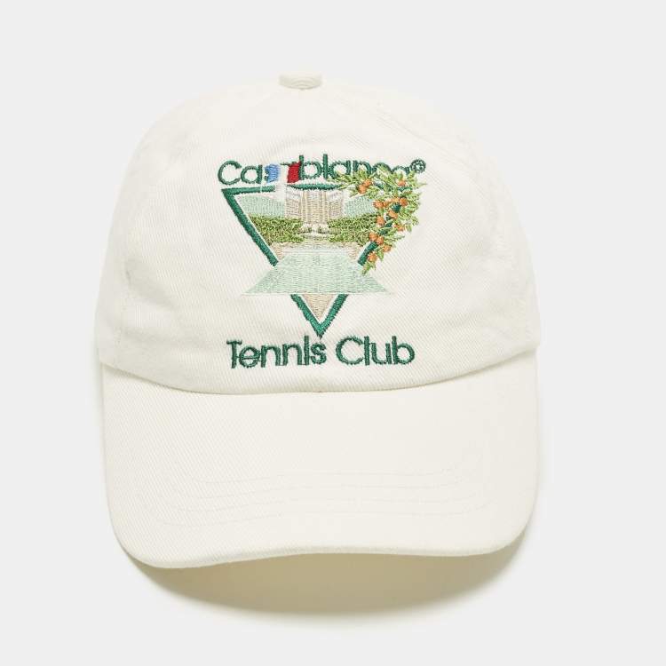 Pre Owned Casablanca White Tennis Club Embroidered Cotton Cap S