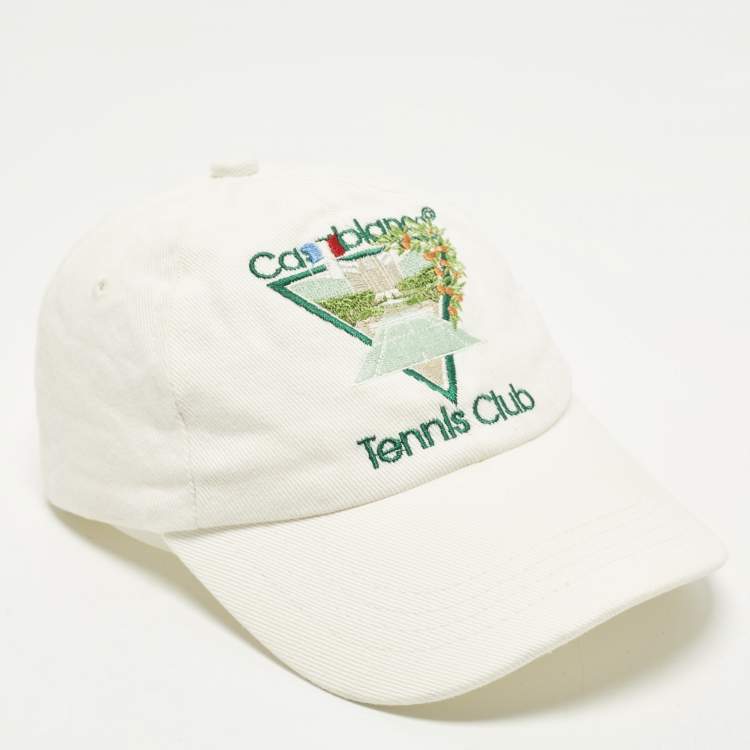 Pre Owned Casablanca White Tennis Club Embroidered Cotton Cap S