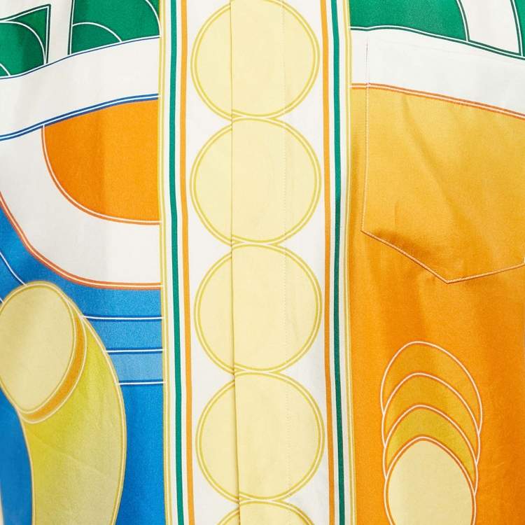 Pre Owned Casablanca Multicolor Silk Reve De Tennis Short Sleeve Shirt S
