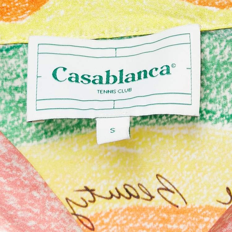 Pre Owned Casablanca Multicolor Mind Vibrations Print Satin Silk Shirt S
