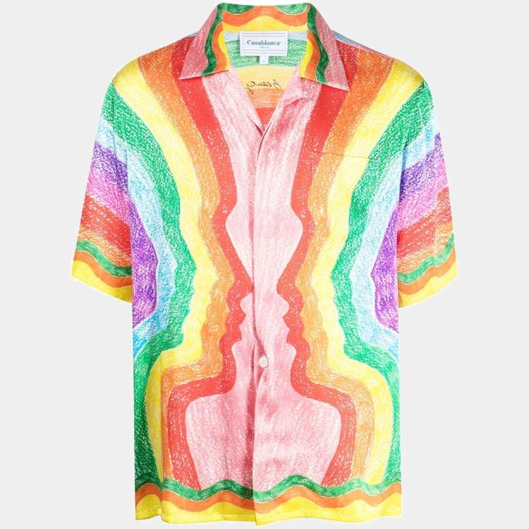 Pre Owned Casablanca Multicolor Mind Vibrations Print Satin Silk Shirt S