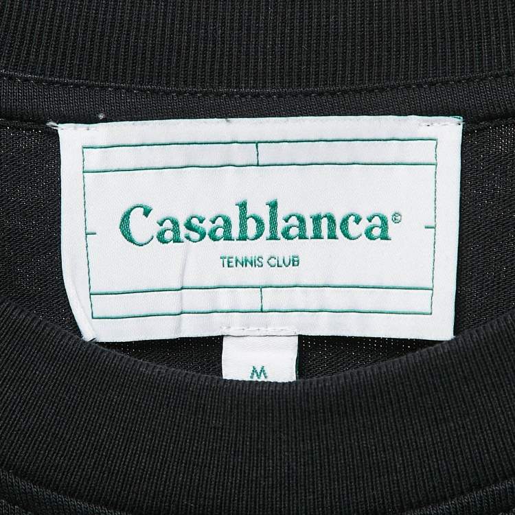 Pre Owned Casablanca Black Printed Cotton Crew Neck Oversized T-Shirt M