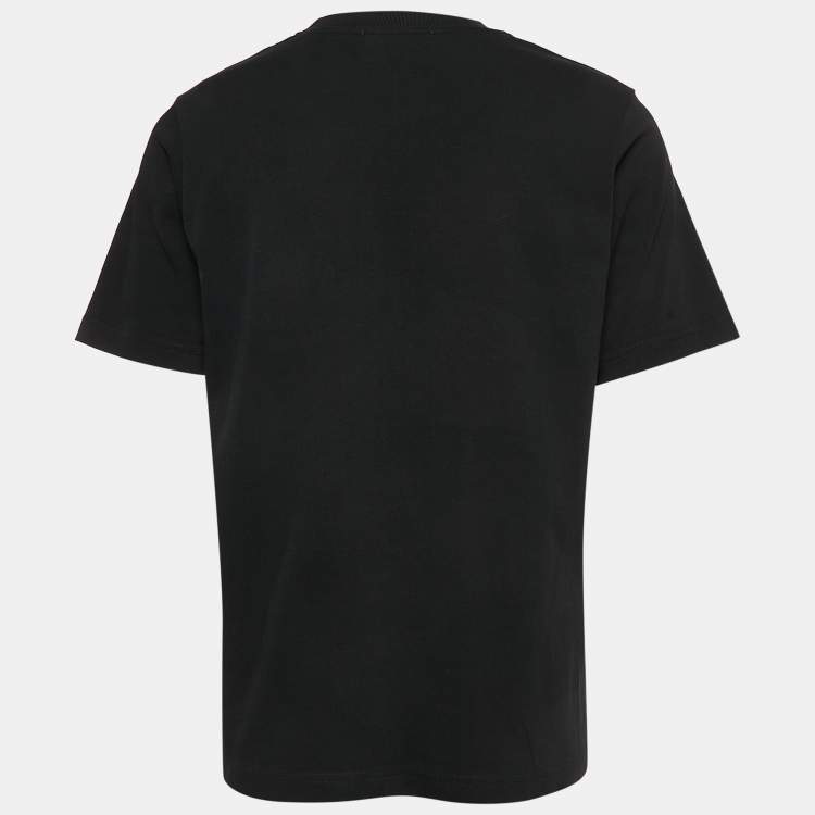 Pre Owned Casablanca Black Printed Cotton Crew Neck Oversized T-Shirt M