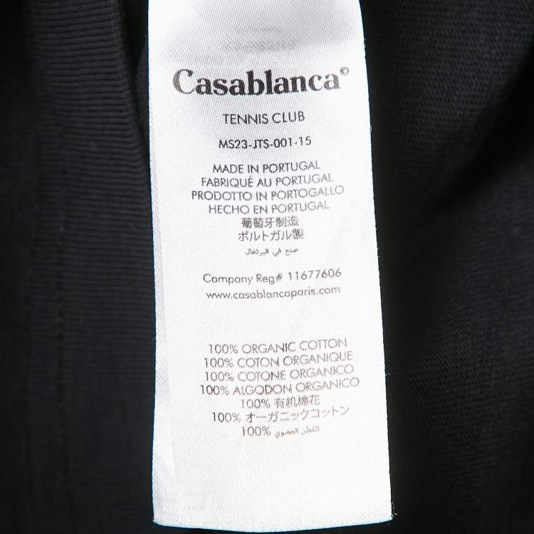 Pre Owned Casablanca Black Printed Cotton Crew Neck Oversized T-Shirt M