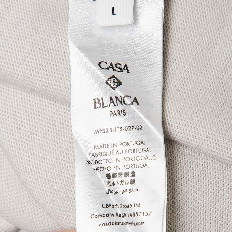 Pre Owned Casablanca Grey Greek Temple Applique Jersey T-Shirt L