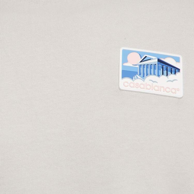 Pre Owned Casablanca Grey Greek Temple Applique Jersey T-Shirt L