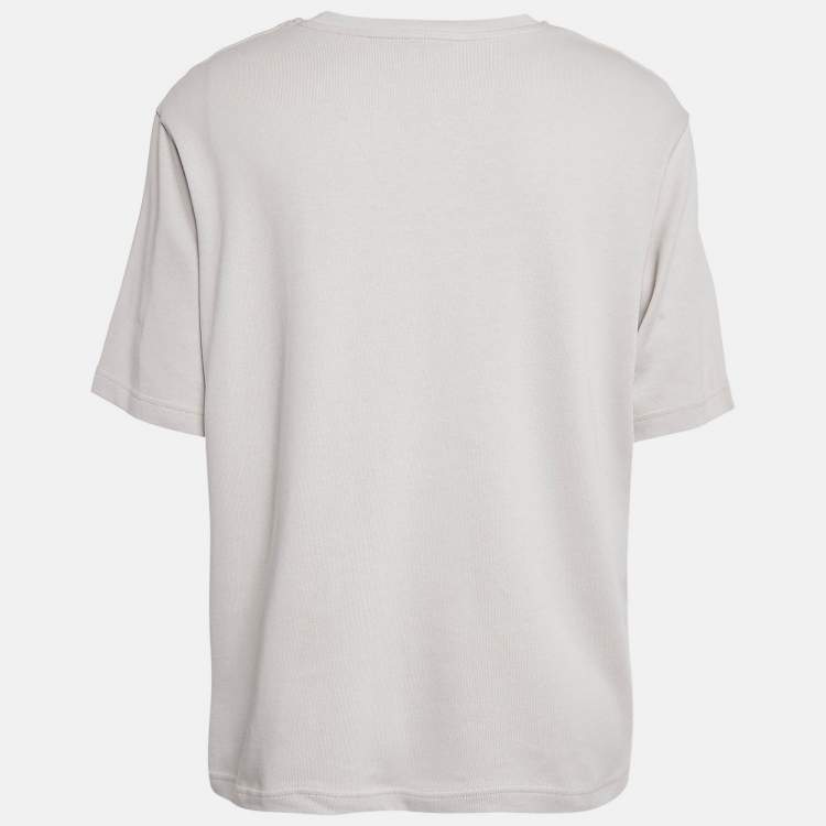 Pre Owned Casablanca Grey Greek Temple Applique Jersey T-Shirt L
