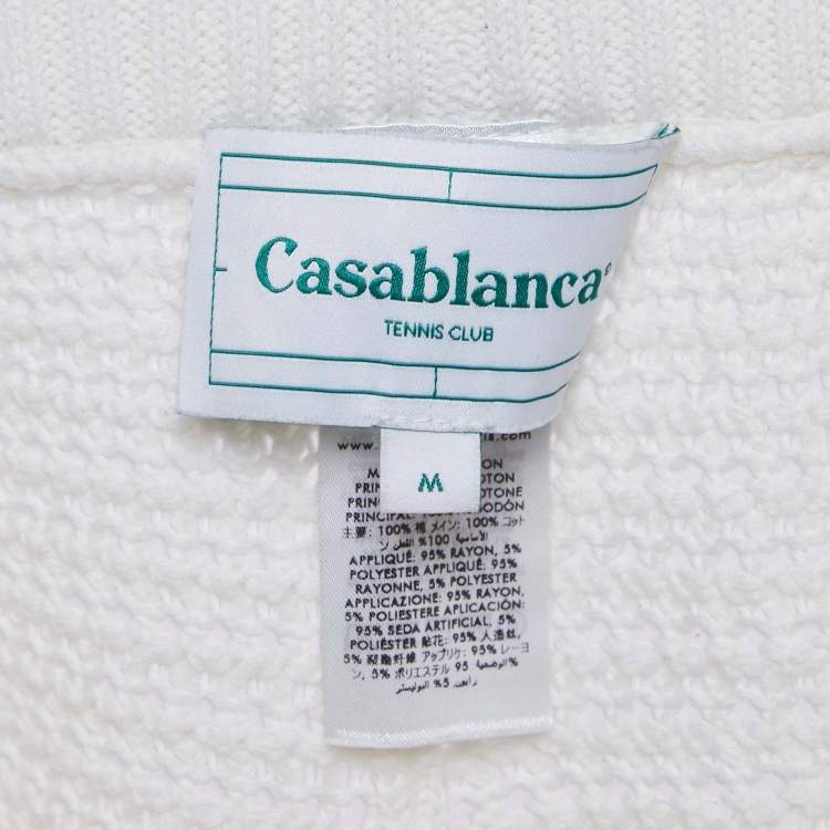 Pre Owned Casablanca White Striped Crochet Tennis Club Shorts M