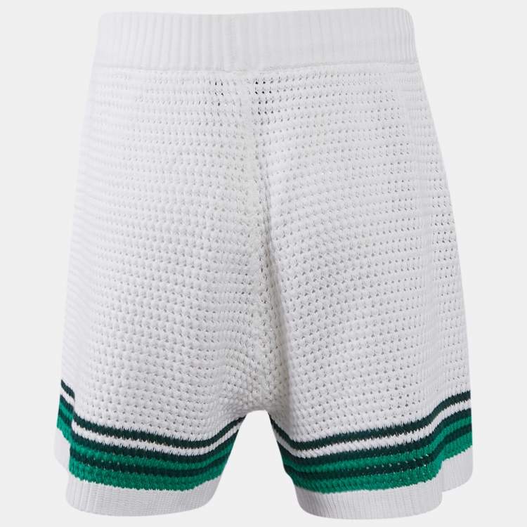 Pre Owned Casablanca White Striped Crochet Tennis Club Shorts M
