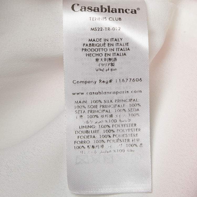 Pre Owned Casablanca White Striped Silk Tennis Club Shorts L