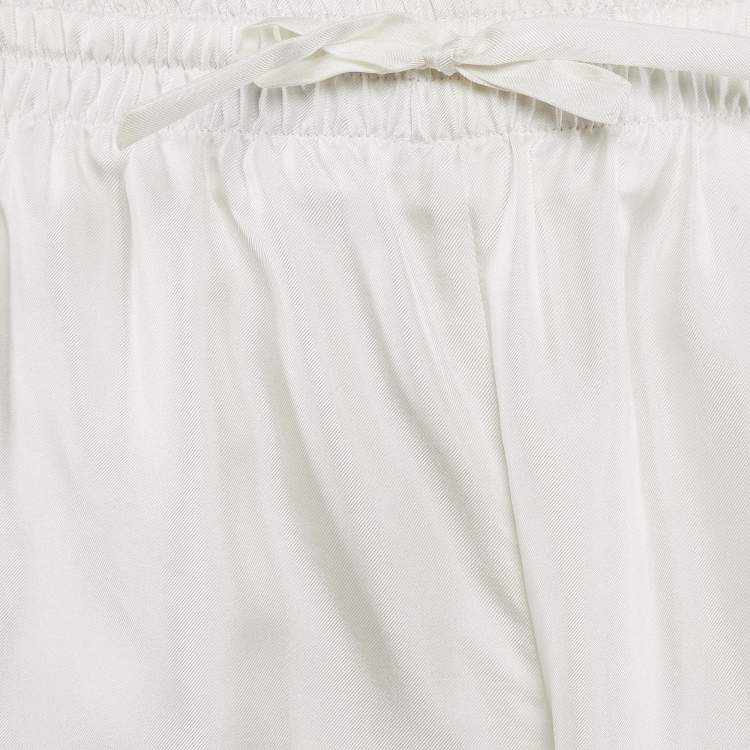 Pre Owned Casablanca White Striped Silk Tennis Club Shorts L
