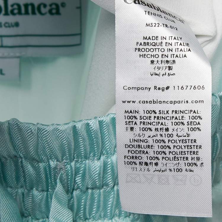 Pre Owned Casablanca Blue Hem Print Silk Tennis Club Shorts L