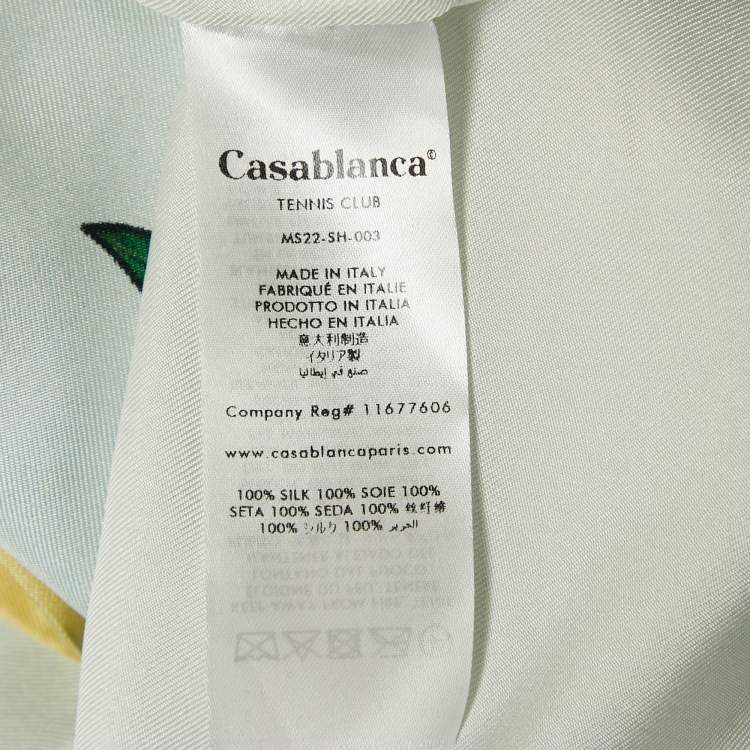 Pre Owned Casablanca Blue Printed Silk Short Sleeve Shirt L