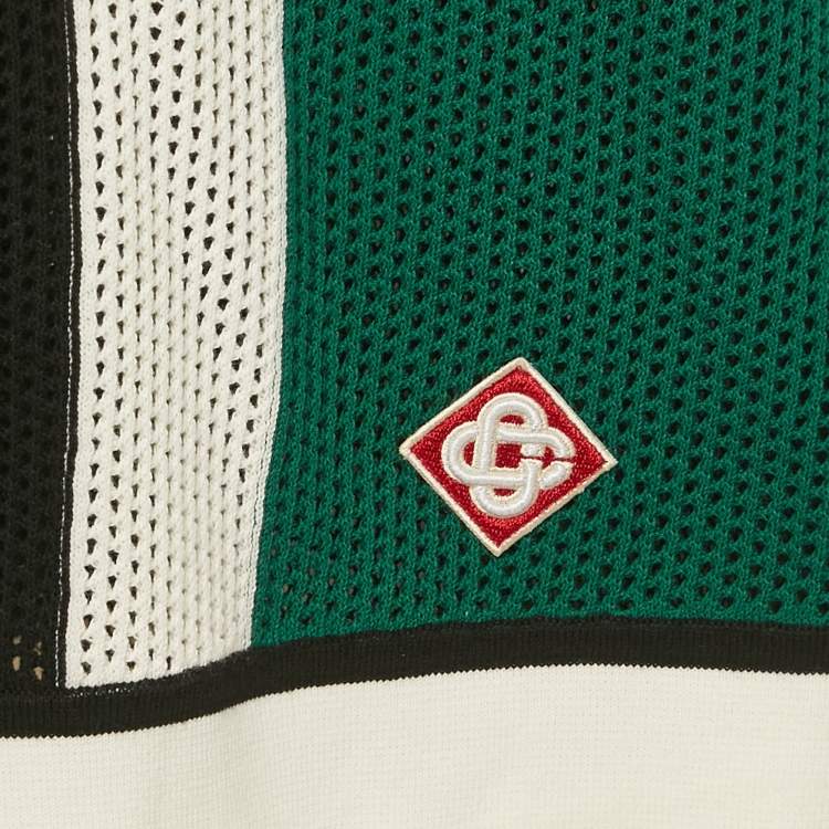 Pre Owned Casablanca Green Striped Crochet Tennis Club Shorts L