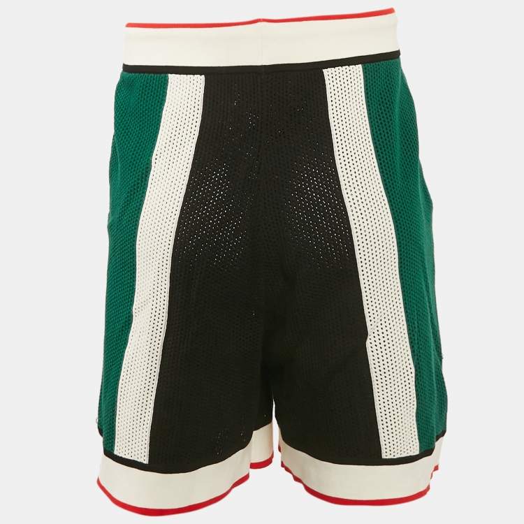 Pre Owned Casablanca Green Striped Crochet Tennis Club Shorts L
