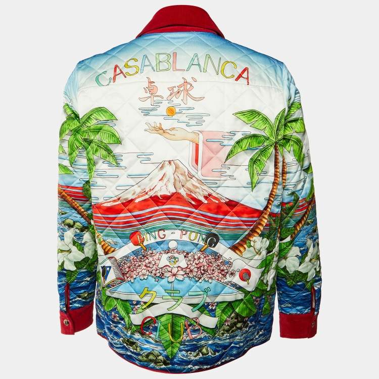 Pre Owned Casablanca Multicolor Ping Pong Club Sunrise Quilted Jacket XL
