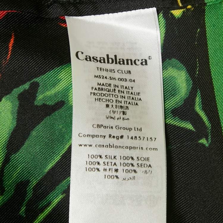 Pre Owned Casablanca Black Multi Printed Silk Bowling Shirt L