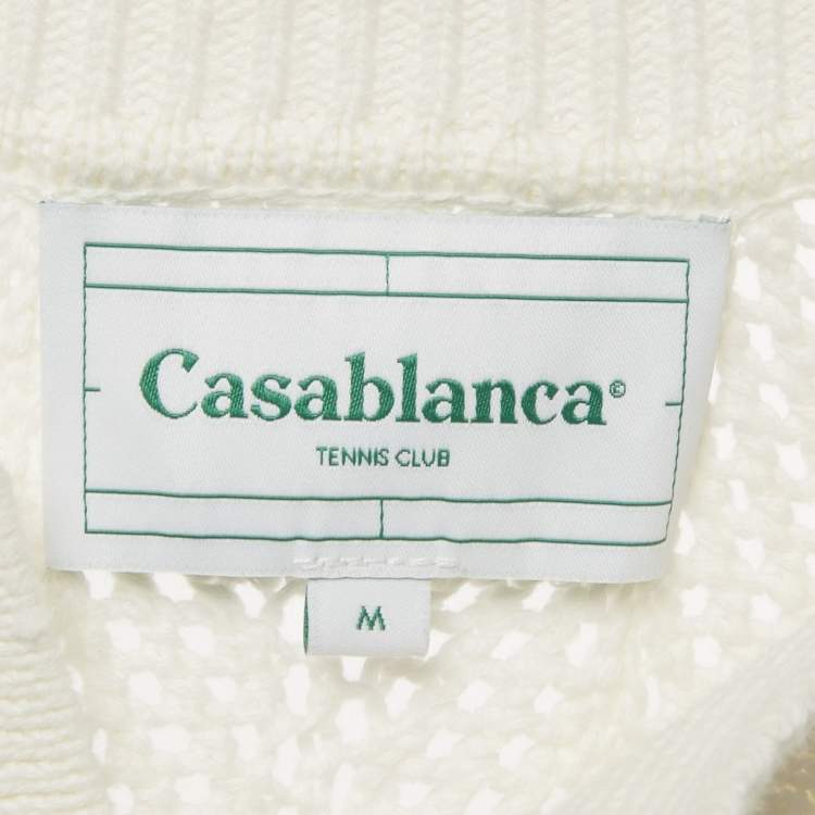 Pre Owned Casablanca Tennis Club White Crochet Short Sleeve Shirt M