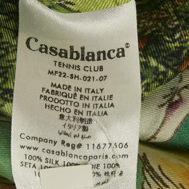 Pre Owned قميص كازابلانكا حرير مطبوع أخضر بنادي التنس بريف مقاس كبير (لارج)