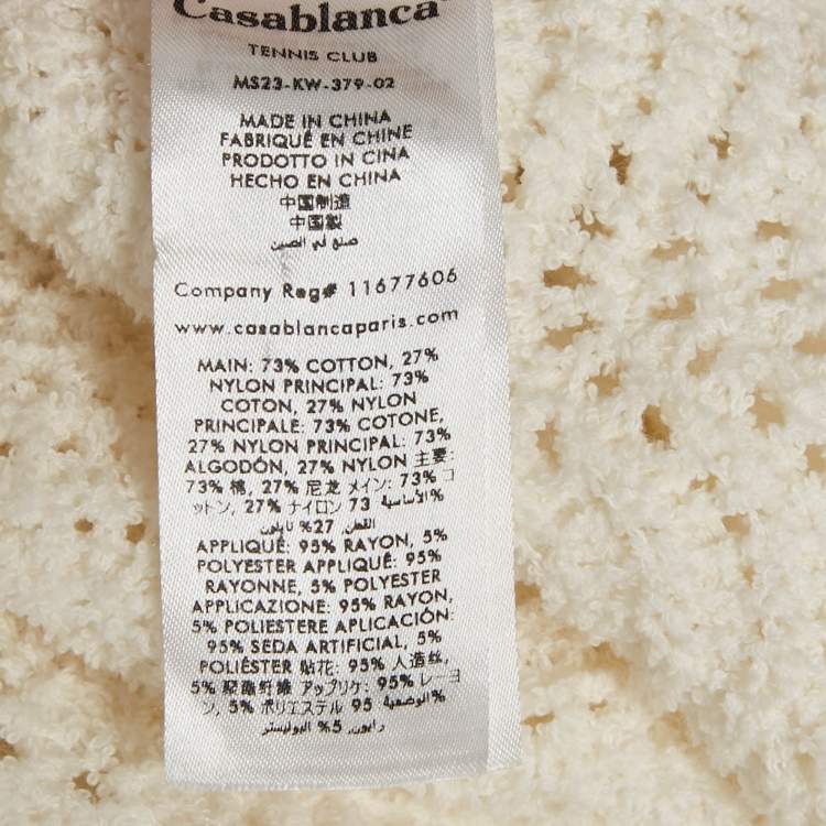 Pre Owned Casablanca Cream Wavy Crochet Button Front Shirt L