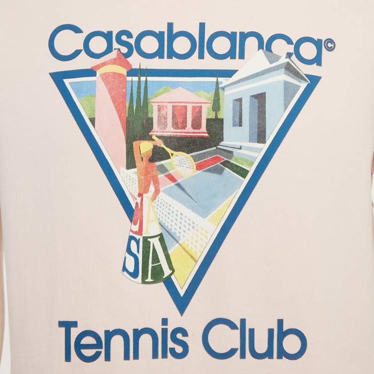 Pre Owned Casablanca Pink Printed Jersey Tennis Club T-Shirt M