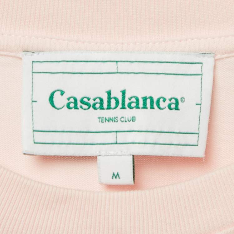 Pre Owned Casablanca Pink Printed Jersey Tennis Club T-Shirt M