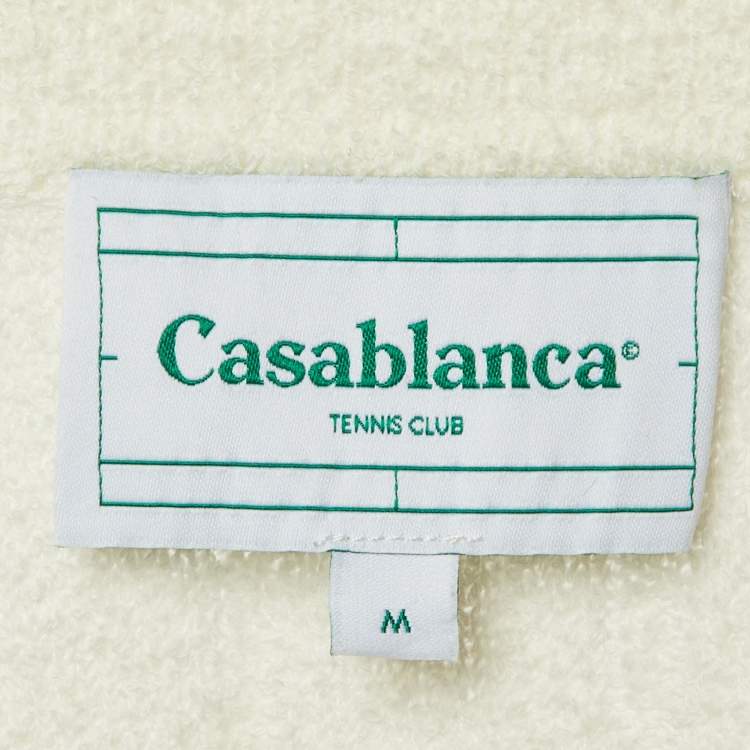 مملوكة مسبقًا Casablanca Ivory Boucle Knit Polo T-Shirt M