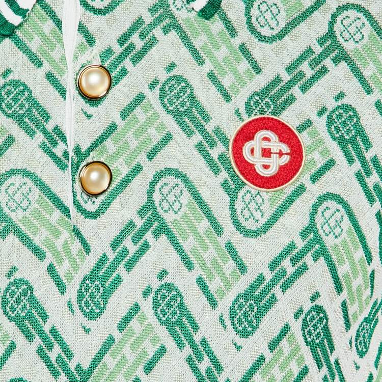 Pre Owned Casablanca Green Monogram Knit Polo T-Shirt L
