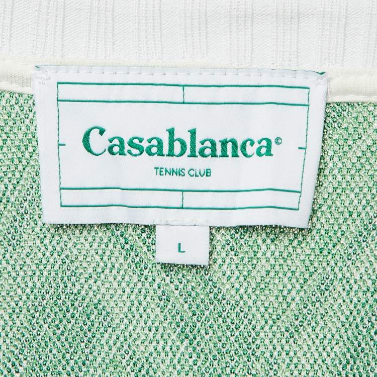 Pre Owned Casablanca Green Monogram Knit Polo T-Shirt L