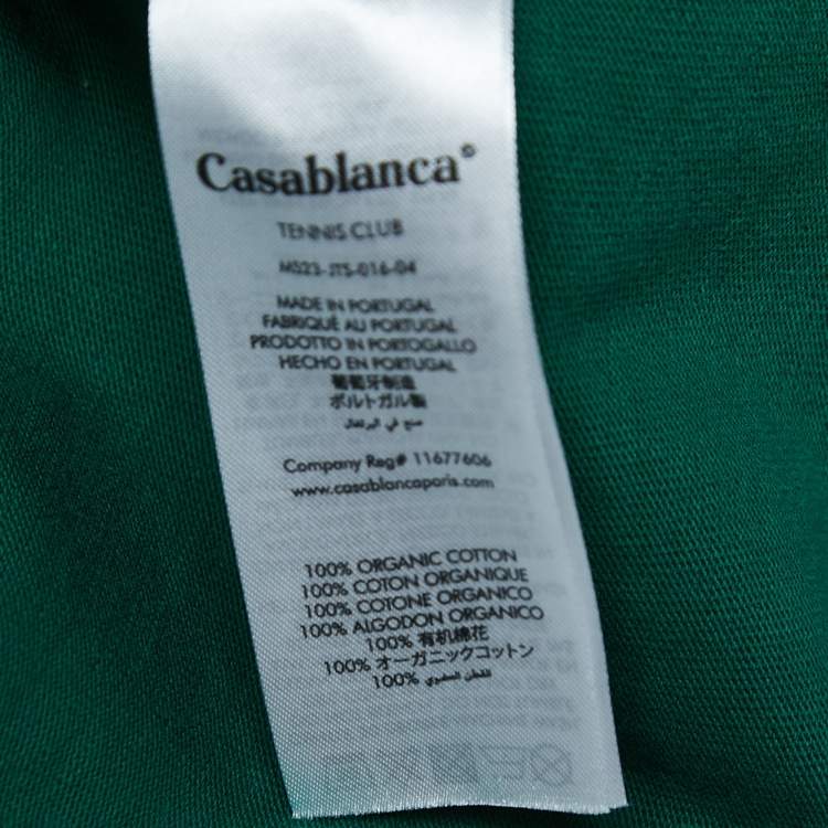 Pre Owned Casablanca Green Logo Print Cotton Crew Neck Half Sleeve T-Shirt L