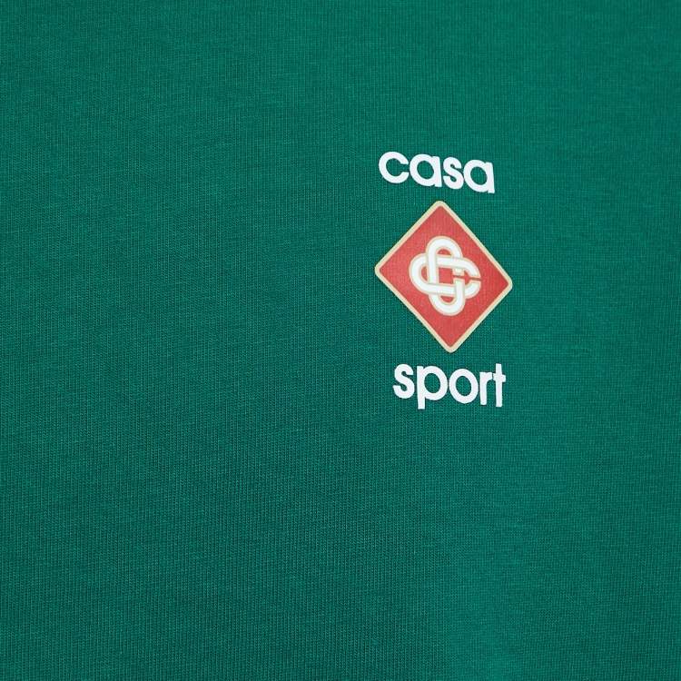 Pre Owned Casablanca Green Logo Print Cotton Crew Neck Half Sleeve T-Shirt L